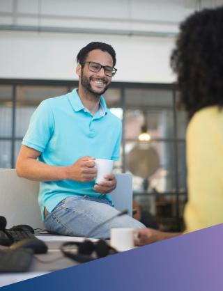 A senior technical architect in a consultative discussion, illustrating Deerfoot's true partnership approach to securing long-term Enterprise and Solution Architecture talent.