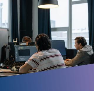 Team of software engineers collaborating