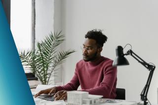 Worker concentrating at desk