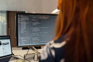 Software Developer coding in Python