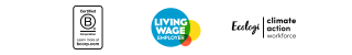 Deerfoot accreditations: Certified B Corporation, Living Wage Employer, Ecologi Climate Action Workforce